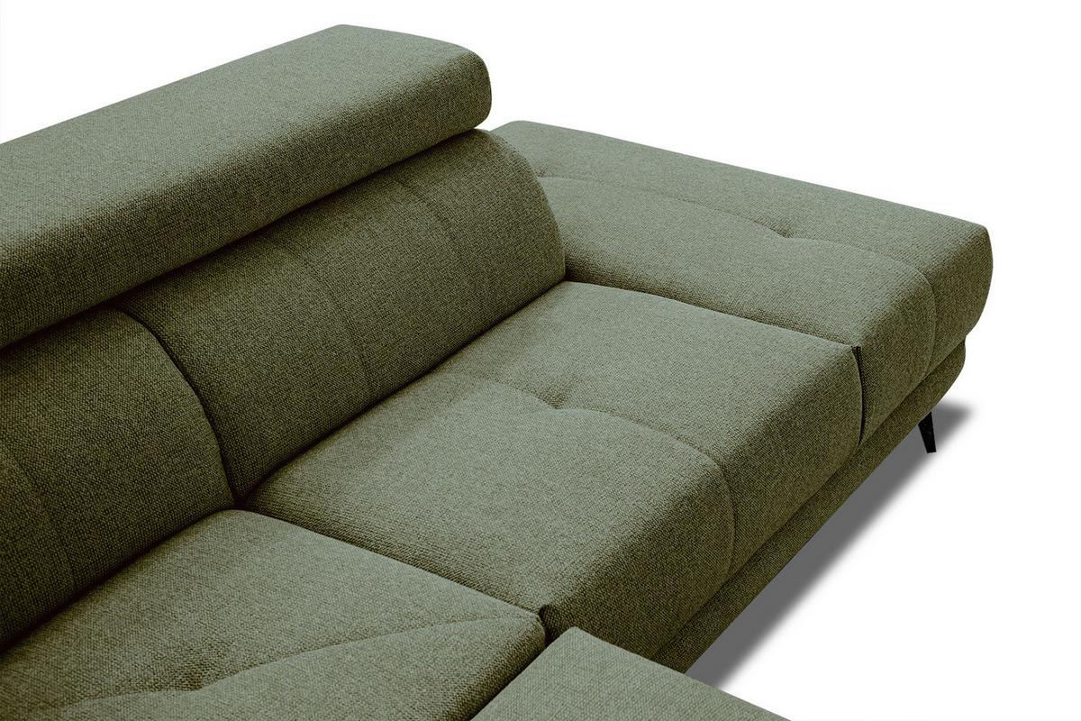 ECKSOFA MORELLO 5-Sitzer, olivgrün - Schwarz/Olivgrün, Holzwerkstoff/Textil (287/228cm) - Wozimo