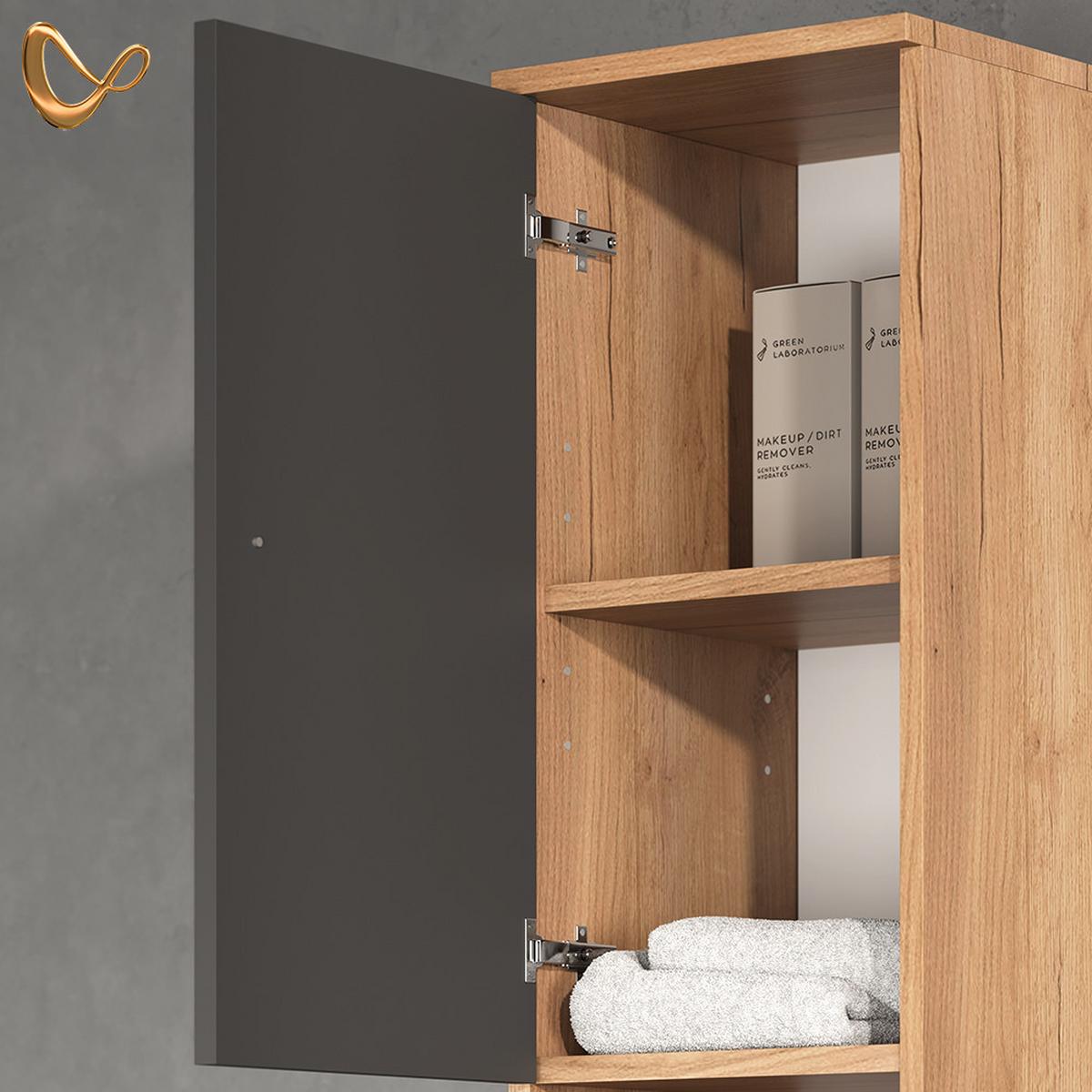 BADSCHRANK Fucino Eiche 30 x 190 cm - Eichefarben, Holzwerkstoff (30/190/30cm) - Livinity®