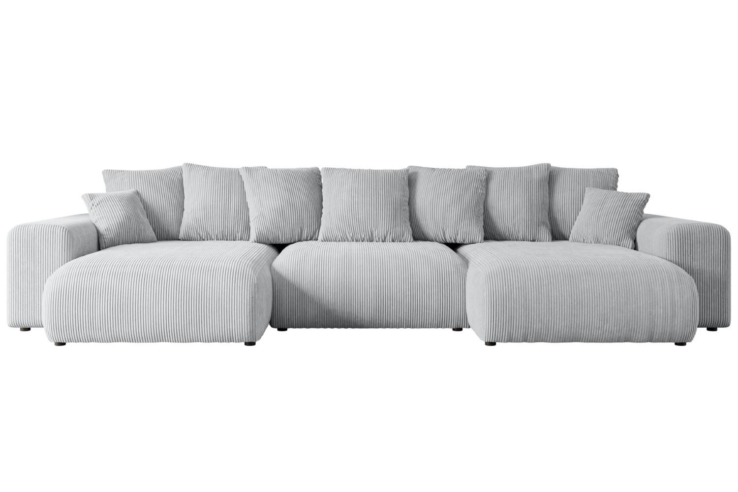 WOHNLANDSCHAFT mit Schlaffunktion ESKAR-U -364x176x72cm Grau Cord - Schwarz/Grau, Holzwerkstoff/Kunststoff (364/72/176cm) - ALTDECOR