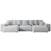 WOHNLANDSCHAFT mit Schlaffunktion ESKAR-U -364x176x72cm Grau Cord - Schwarz/Grau, Holzwerkstoff/Kunststoff (364/72/176cm) - ALTDECOR