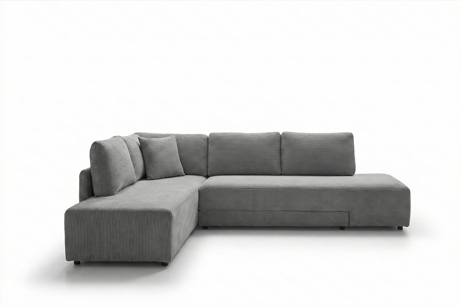 SCHLAFSOFA SADIRA Grau Cord - Schwarz/Grau, Kunststoff/Textil (288/209cm) - KAWOLA
