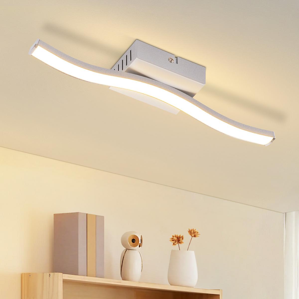LED DECKENLEUCHTE Nimbus 34.5/7/5.5 cm - Silberfarben, Kunststoff (34.5/7/5.5cm) - ZMH