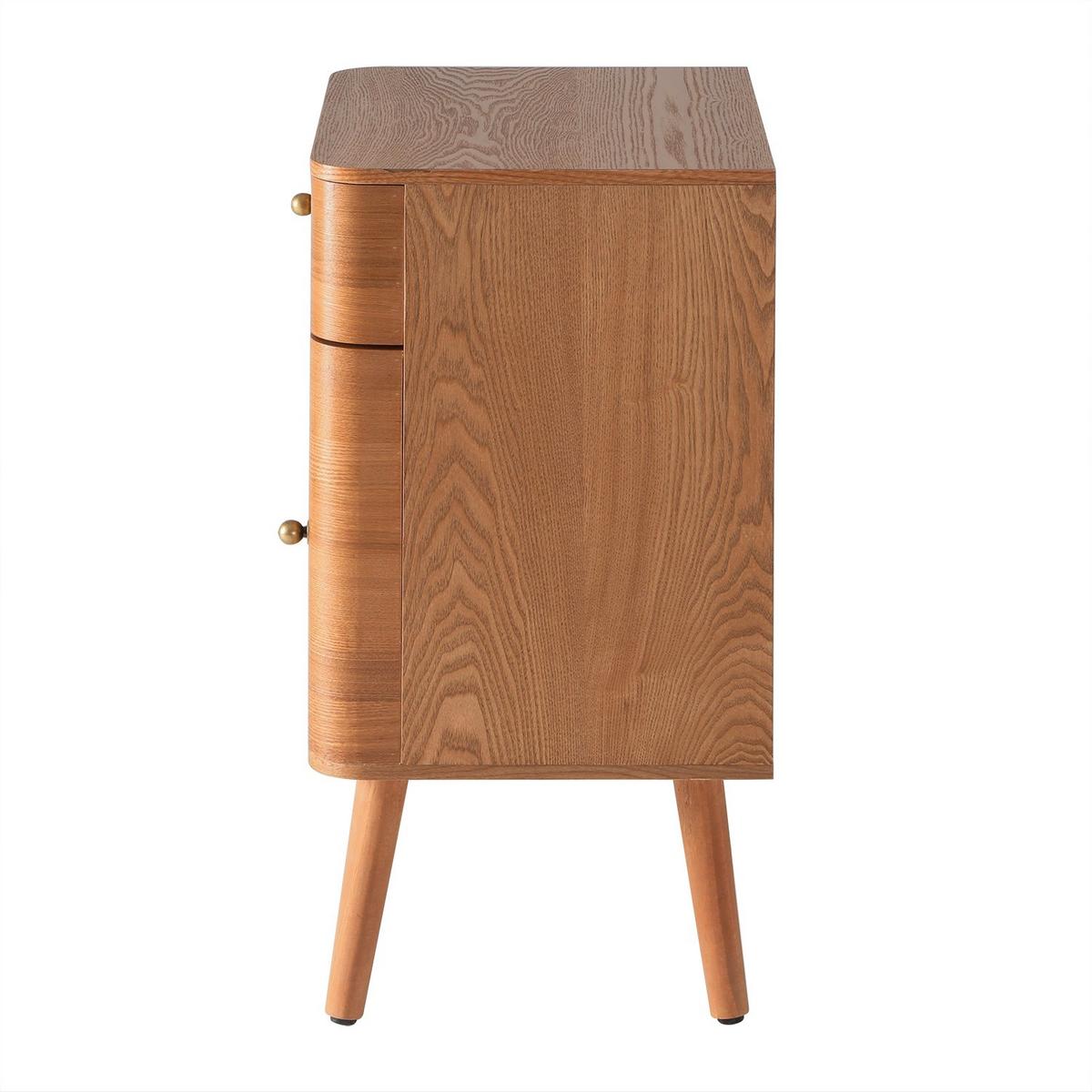 NACHTTISCH 1 Schublade 1 Tür, Fronten mit abgerundeten Kanten 35/71/42 cm - Nussbaumfarben, Holzwerkstoff (35/71/43.5cm) - Calicosy
