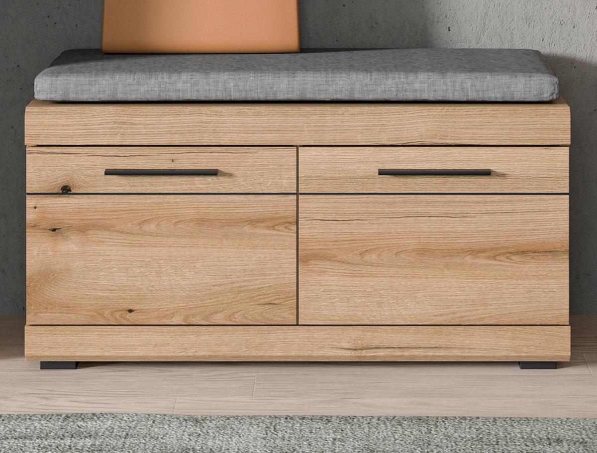 GARDEROBENBANK Evoke Eiche 90 cm, Schuhbank mit Stauraum - Eichefarben/Schwarz, Holzwerkstoff/Kunststoff (90/44/40cm) - Inn.Furn