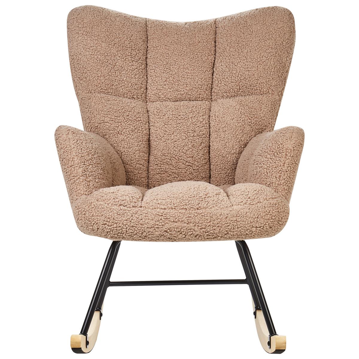 SCHAUKELSESSEL Bouclé Sandbeige Oulu - Sandfarben/Hellbraun, Textil (71/104/83cm) - Beliani