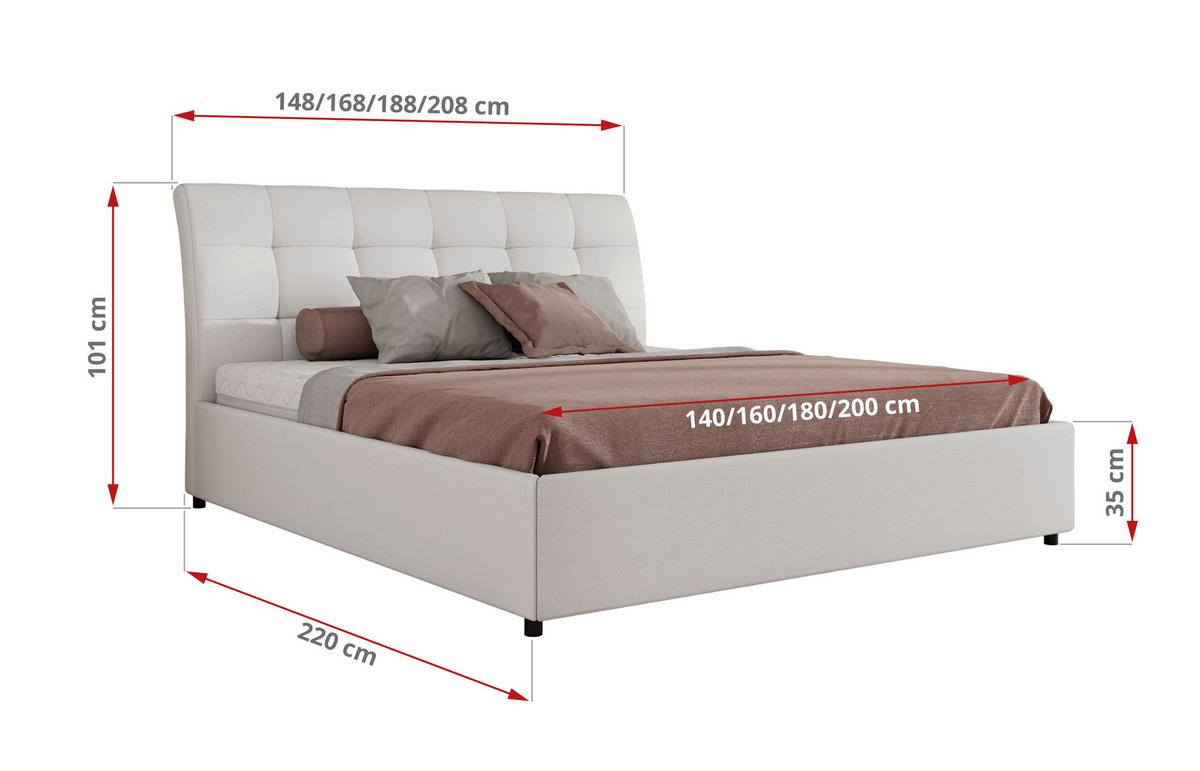 POLSTERBETT GALA CLASSIC 200/200 - Weiß Kunstleder - Multipocket-Matratze - Weiß, Textil (200/200cm) - MKS
