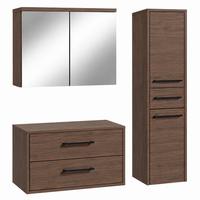 BADMÖBEL-SET Florence 3 Teile Walnuss Braun - 80 x 46 x 46 cm - Walnussfarben, Holz (80/46/46cm) - Badplaats