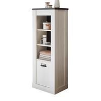 BADSCHRANK weiß Pinie, anthrazit Landhaus, Midischrank mit Soft-Close - Anthrazit/Weiß, Holzwerkstoff/Metall (51/146/38cm) - Furn.Design