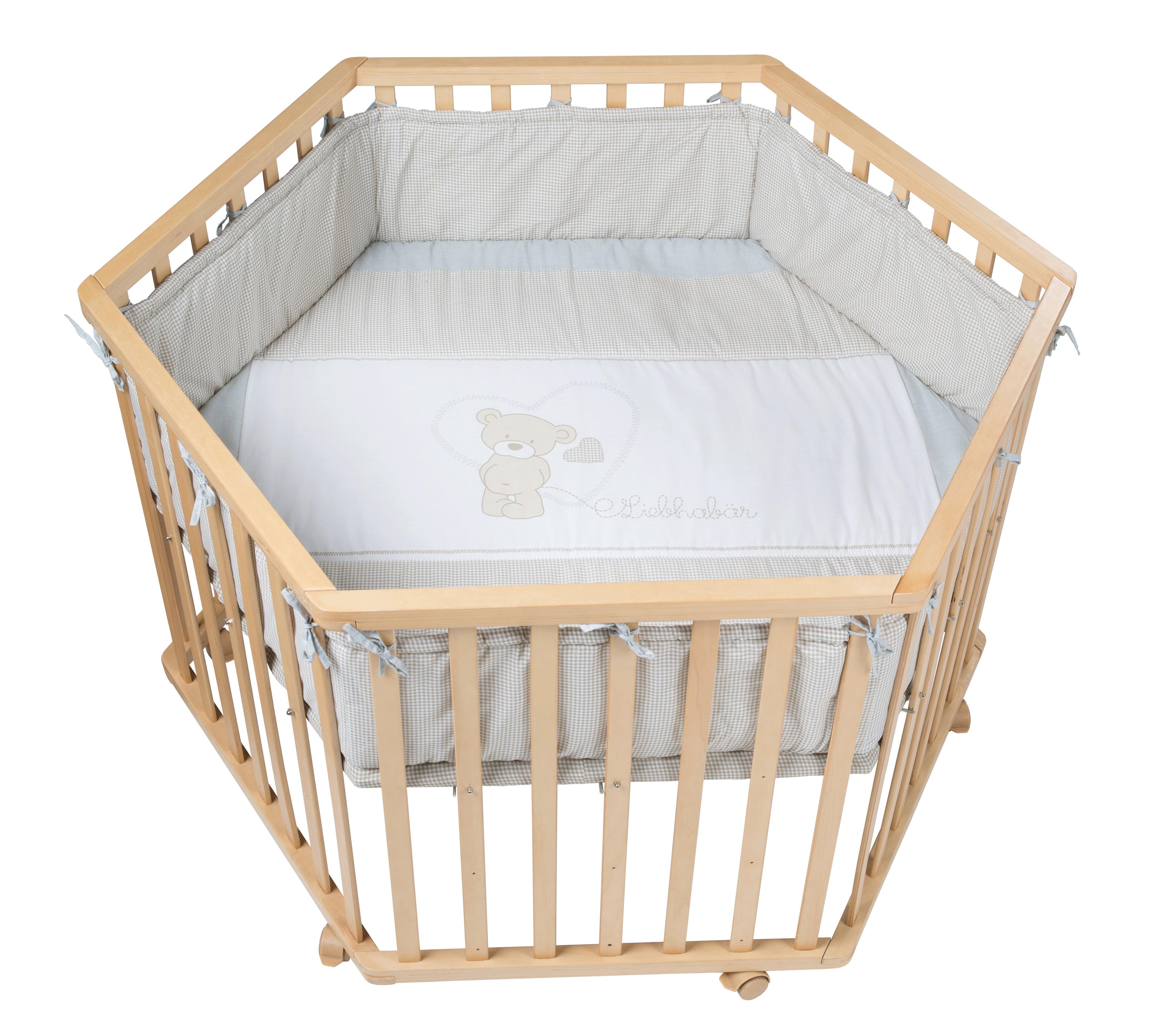 LAUFGITTER 6-eckig Liebhabär - Naturfarben, Holzwerkstoff (118.5/72.5/103.5cm) - Roba