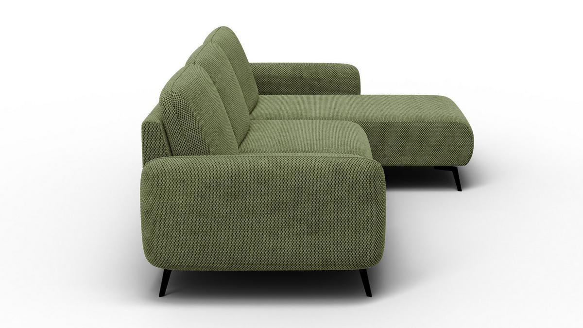 ECKSOFA FEBE 4-Sitzer rechts, olivgrün - Schwarz/Olivgrün, Holz/Textil (264/157cm) - Wozimo