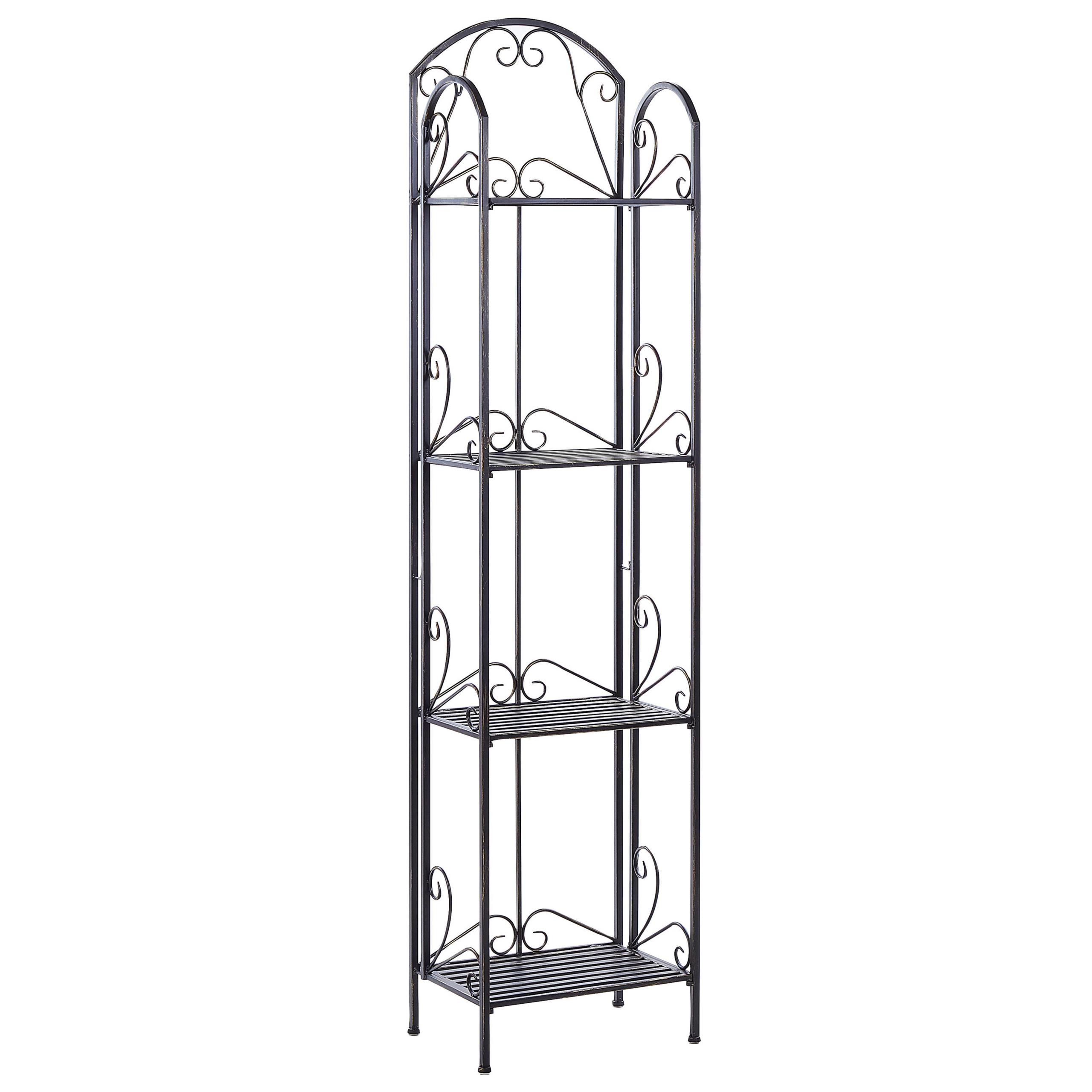 BADREGAL Metall Antik Optik schwarz 4 Fächer klappbar Valdivia - Schwarz, Metall (40/166/27cm) - Beliani