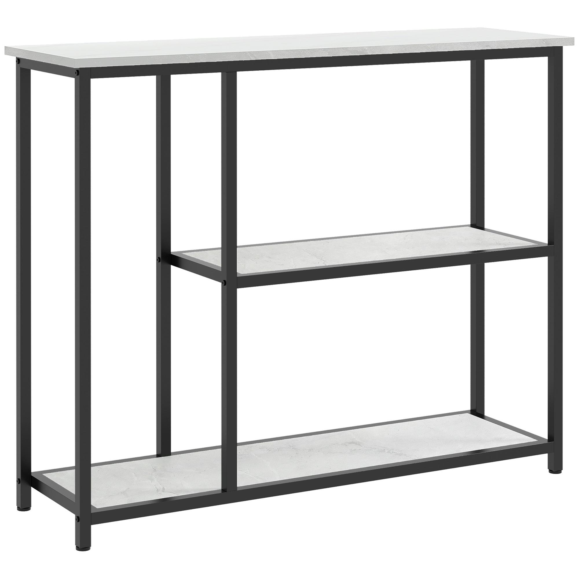 KONSOLENTISCH 2 Regale, 100L x 30B x 80H cm - Weiß, Metall (100/30/80cm) - HOMCOM