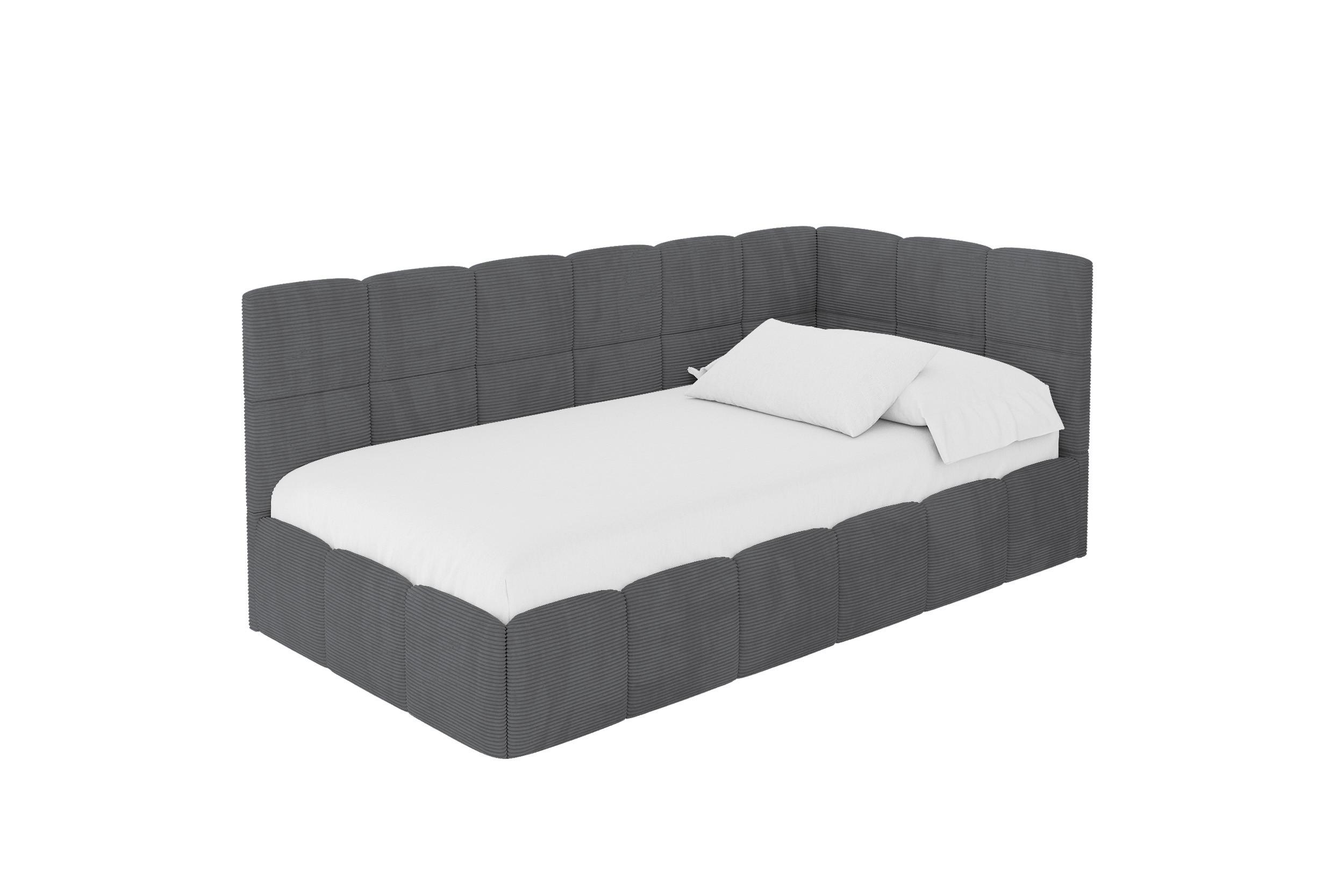 EINZELBETT Jugendbett mit Bettkasten Links, ohne Matratze - LIVY 100x200 Dunkelgrau - Graphitfarben, Holzwerkstoff/Textil (100/200cm) - ALTDECOR