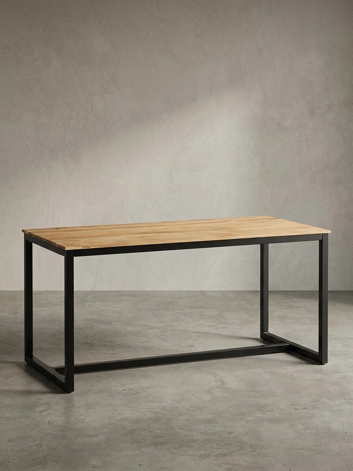 ESSTISCH Massivholz Metall Rechteckig Loft-Stil, Akazie 120x60x76 cm - Schwarz/Akaziefarben, Holz/Metall (60/120/76cm) - KADIMA DESIGN