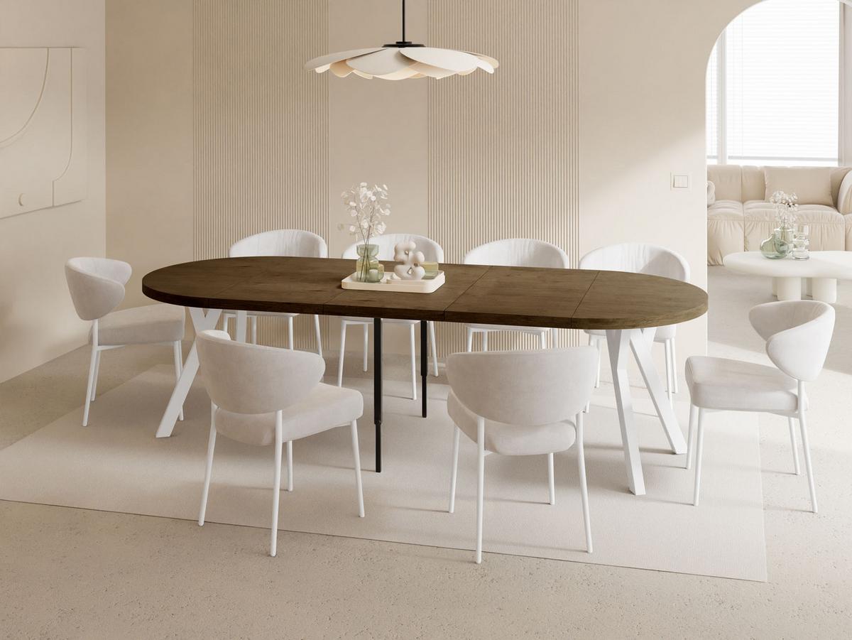ESSTISCH Twixy XXL groß rund oval ausziehbar, Eiche Braun Rustikal 100-250/100/76 cm - Alteiche/Weiß, Holz/Holzwerkstoff (100/250/76cm) - WFL GROUP