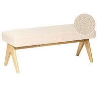 POLSTERBANK Cremeweiß/Hellbraun Tamre - Creme/Braun, Holz/Textil (118/48/46cm) - Beliani