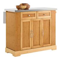 KÜCHENINSEL auf Rollen, Bambus, 107x92,5x(46–71) cm - Naturfarben, Holz/Holzwerkstoff (107/92.5/71cm) - SoBuy
