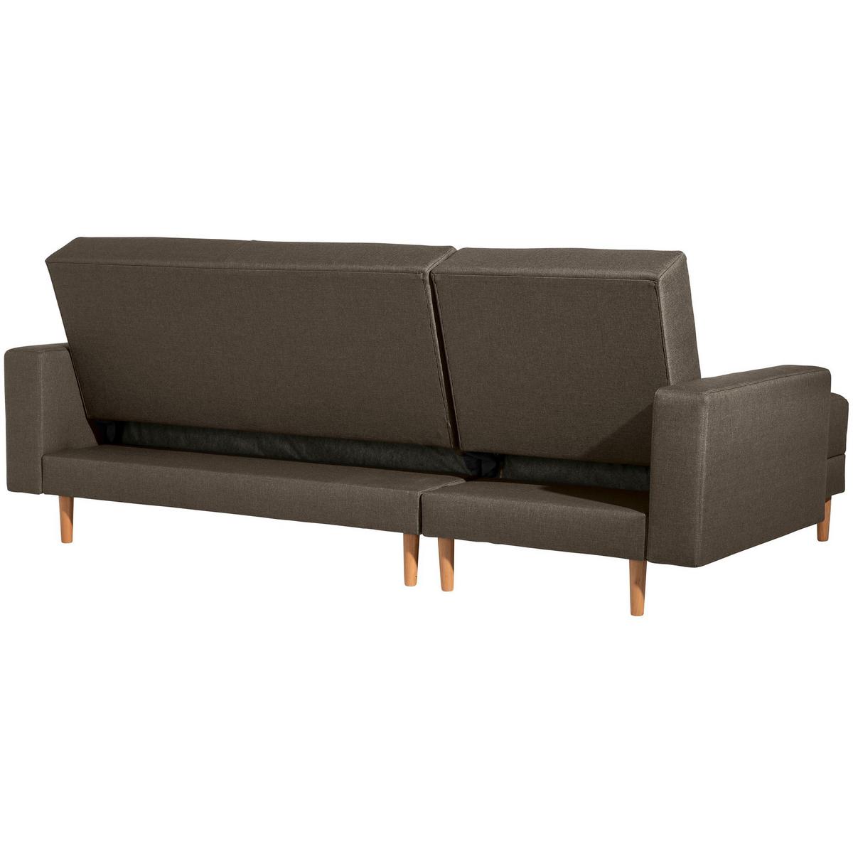FUNKTIONSSOFA mit Hocker Kattie Flachgewebe braun - Braun, Kunststoff (144/230cm) - 58aufmkessel