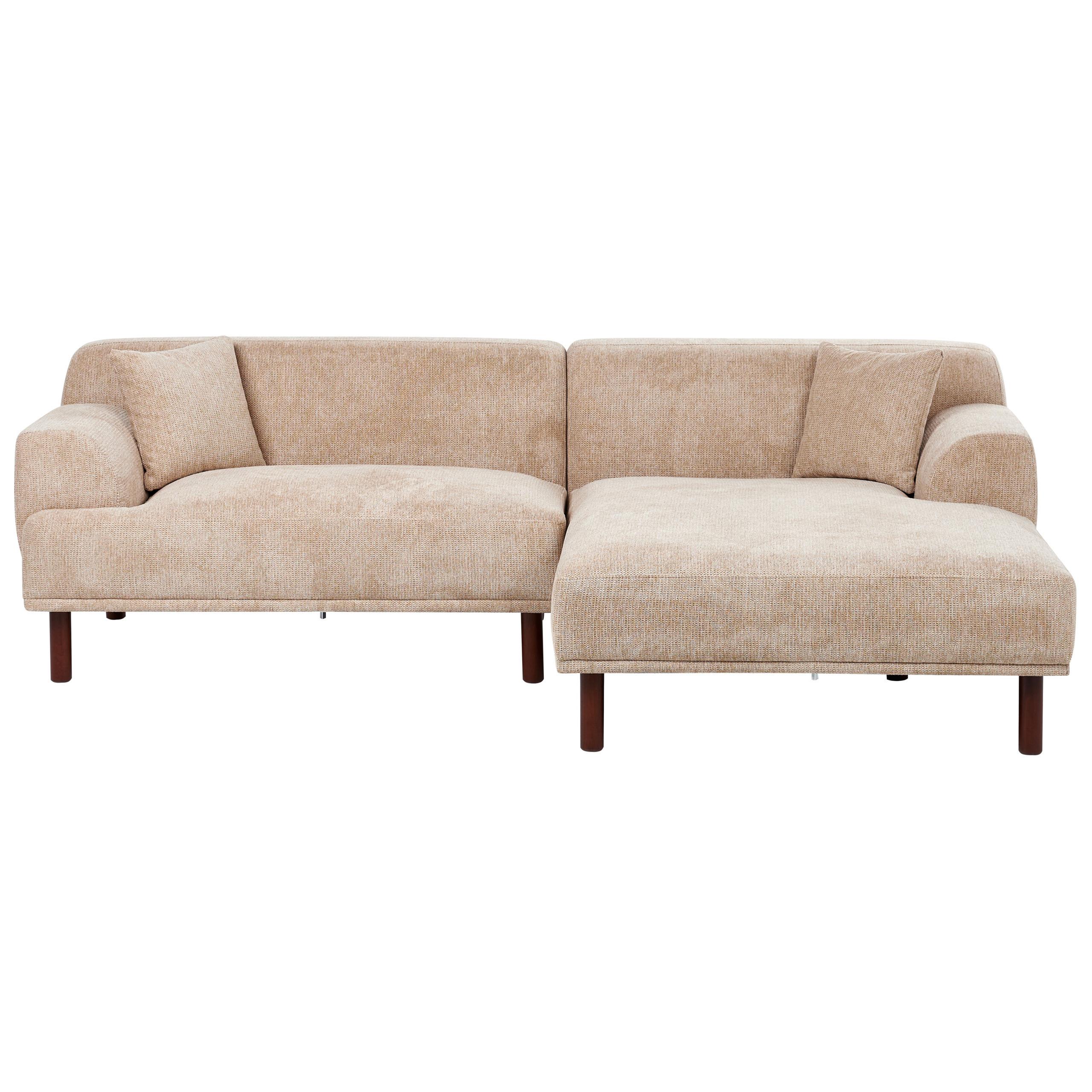 ECKSOFA 3-Sitzer Stoff Beige linksseitig Holt - Beige, Textil (241/159cm) - Beliani
