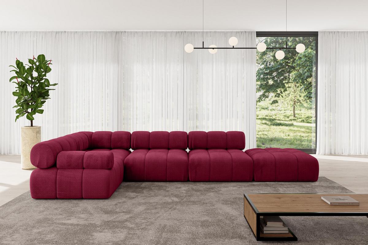 ECKSOFA modulares Sofa Felto-L2 - 380x190x70 cm Bordeauxrot Velours - Bordeaux, Holzwerkstoff/Textil (380/190cm) - ALTDECOR