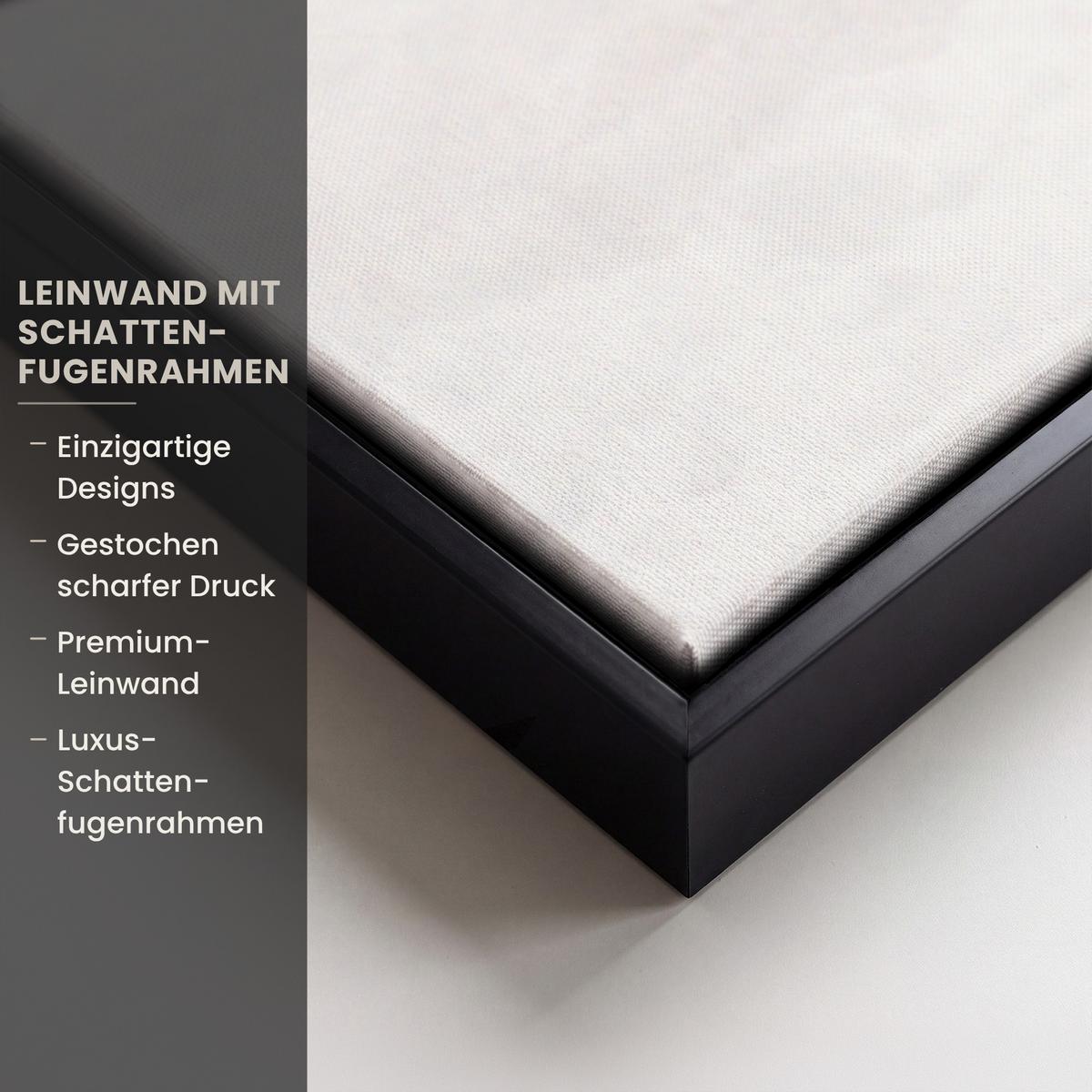 LEINWAND Bilder mit Rahmen - Wolf - Winter - Schnee - Natur - Tiere - 90x90 - Haselnussfarben, Textil (90/90cm) - MuchoWow