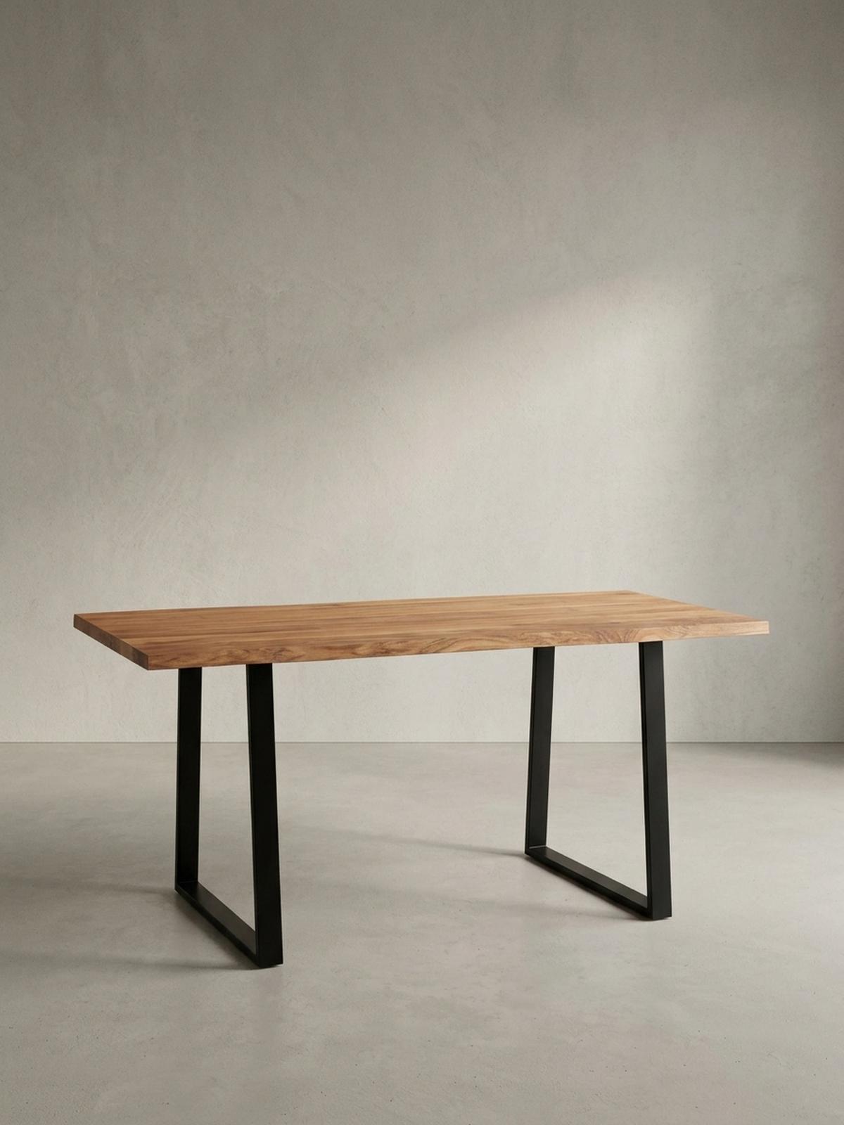 SCHREIBTISCH Massivholz Baumkante Handgefertigt Akazie TARN, Goldbraun-Schwarz 140x80x76 cm - Schwarz/Braun, Holz/Metall (80/140/76cm) - KADIMA DESIGN