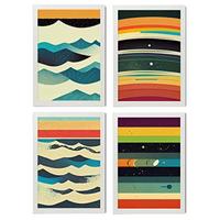 POSTER Set mit 4 Meer Abstrakt Moderne Galaxien A3 Weißer Rahmen - Weiß, Papier (29.7/3cm) - Nacnic