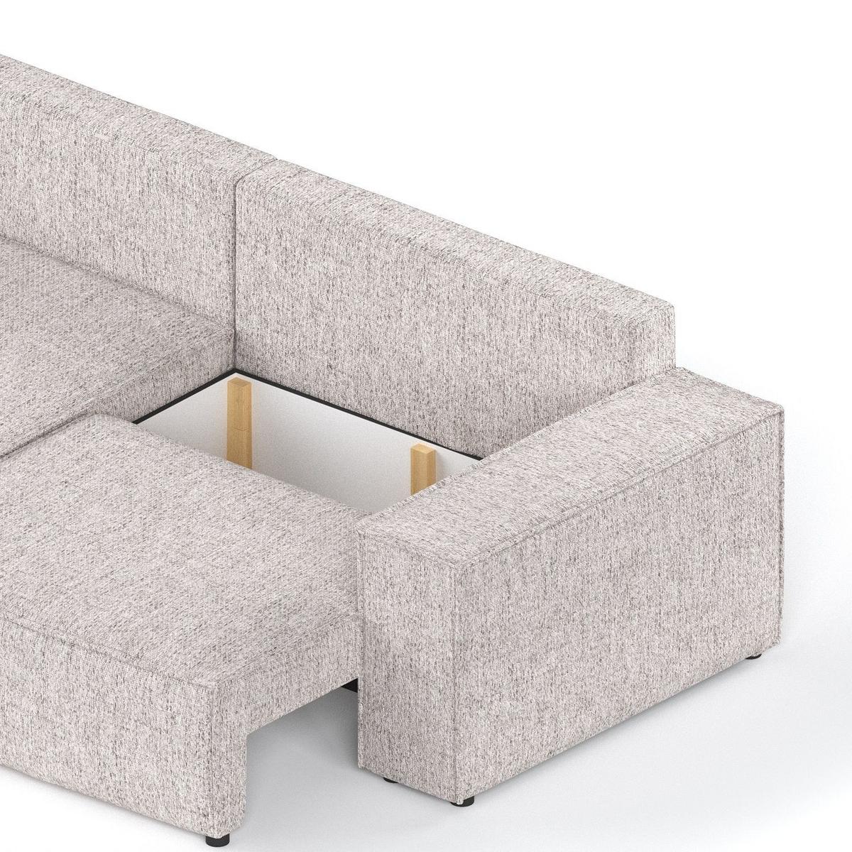 ECKSOFA SENSO mit Schlaffunktion Beige im Neve Stoff - Beige/Schwarz, Holz/Holzwerkstoff (255/148cm) - AltaBeds