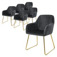 ESSZIMMERSTÜHLE 6er Set Grau Samt - Goldfarben/Grau, Textil/Metall (60/82/57cm) - ML-DESIGN