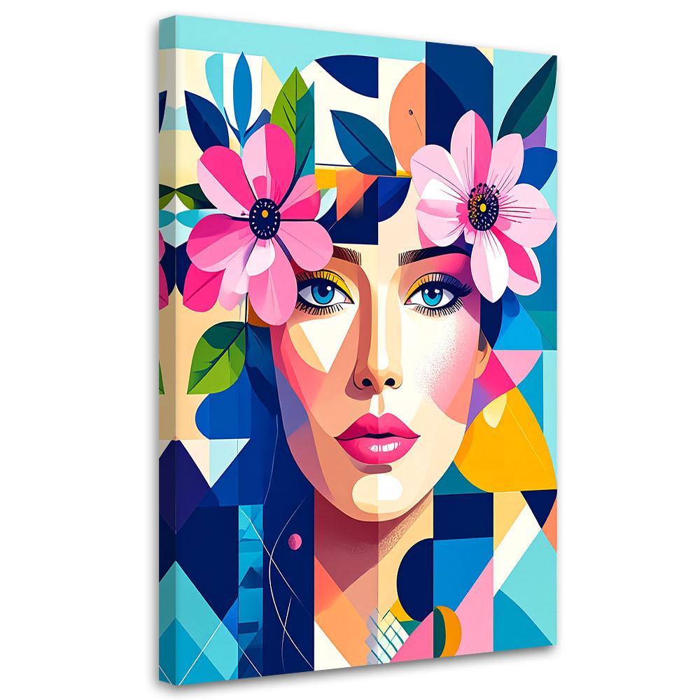 LEINWANDBILD Porträt einer Frau inspiriert vom Bauhaus 60x90cm - Multicolor, Textil (60/90cm) - Feeby
