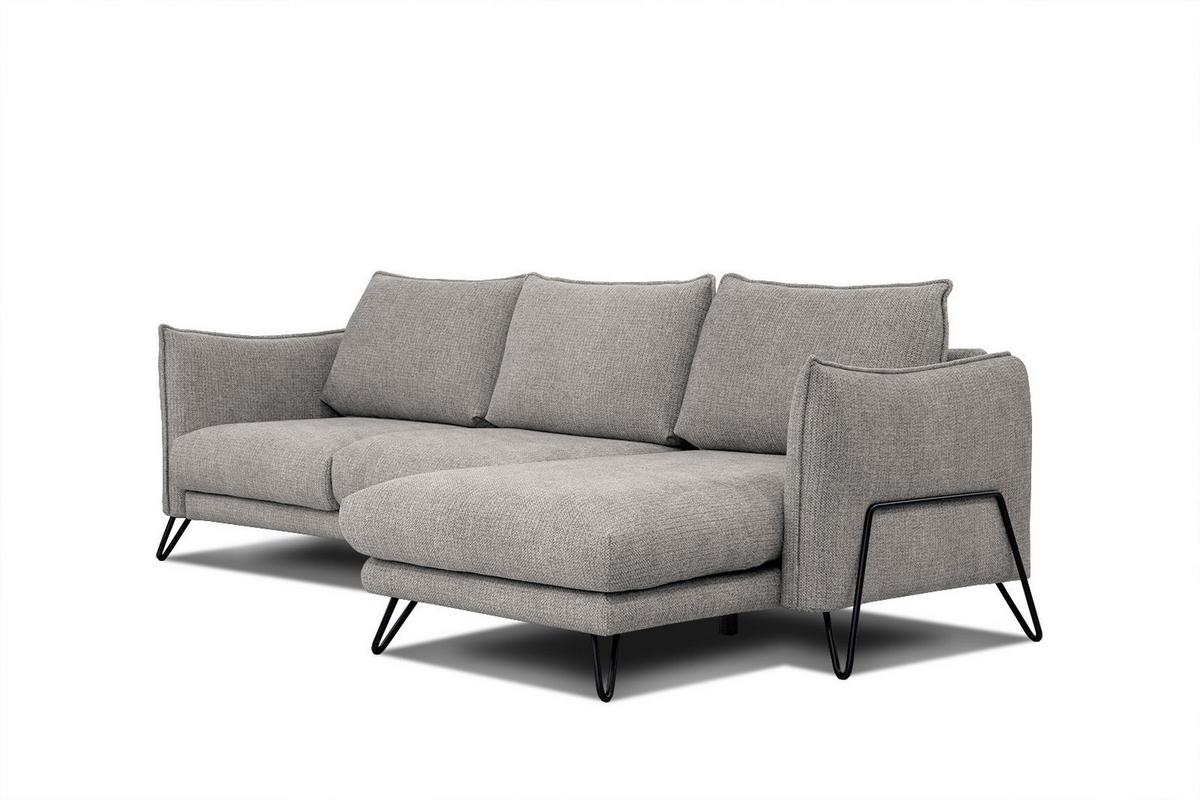 ECKSOFA HOSTEN 4-Sitzer, platinfarben - Platinfarben/Schwarz, Holzwerkstoff/Textil (269/158cm) - Wozimo