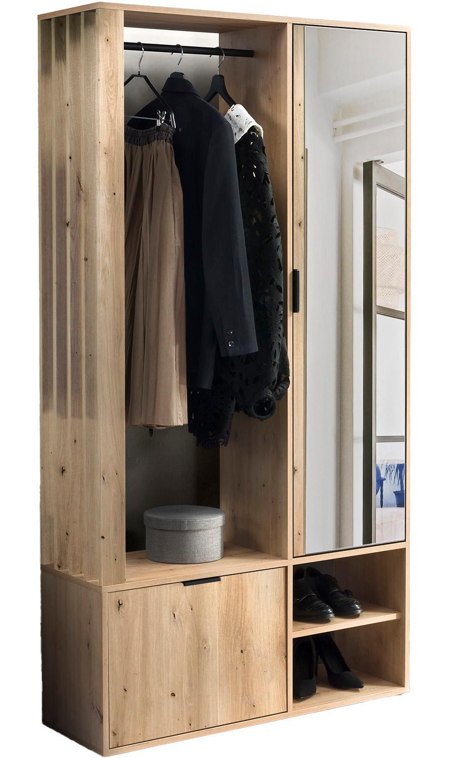 GARDEROBEN-SET Lena mit Spiegel, Sitzbank & Kleiderstange – 100/189/33 cm – Artisan Eiche - Eiche Artisan, Holzwerkstoff (100/189/33cm) - WFL GROUP