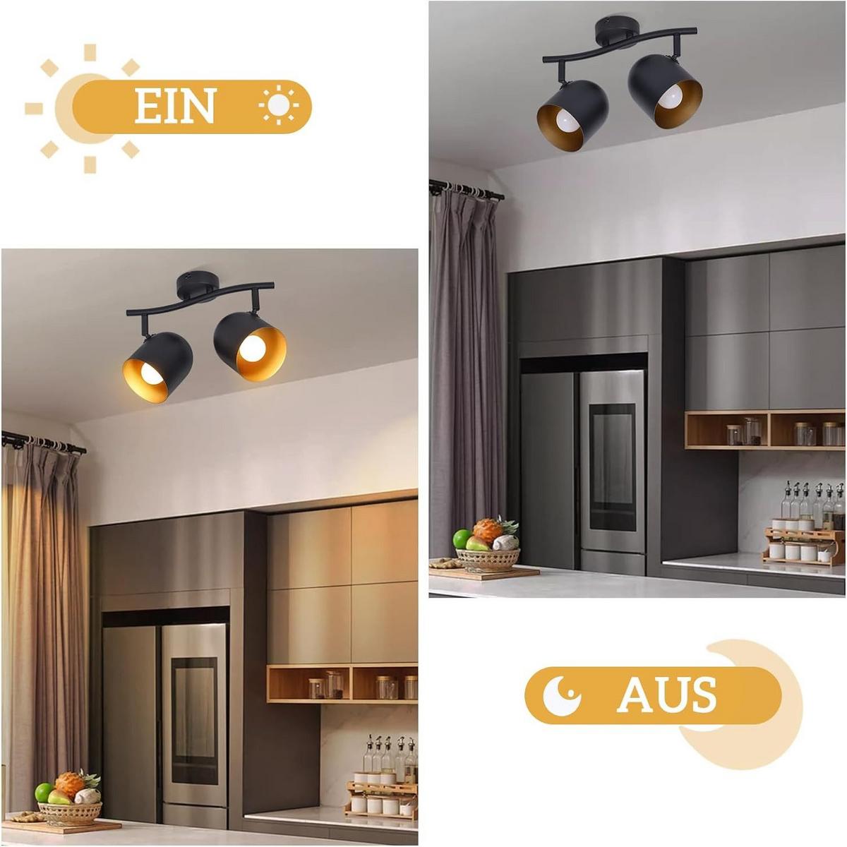 DECKENSTRAHLER Gera 2-flammig 28/12/21 cm - Schwarz, Metall (28/12/21cm) - Nettlife
