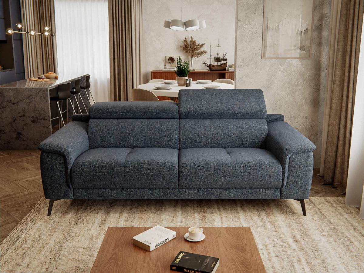 SOFA FIERO 3-Sitzer, dunkelblau - Schwarz/Dunkelblau, Holzwerkstoff/Textil (212/82/103cm) - Wozimo