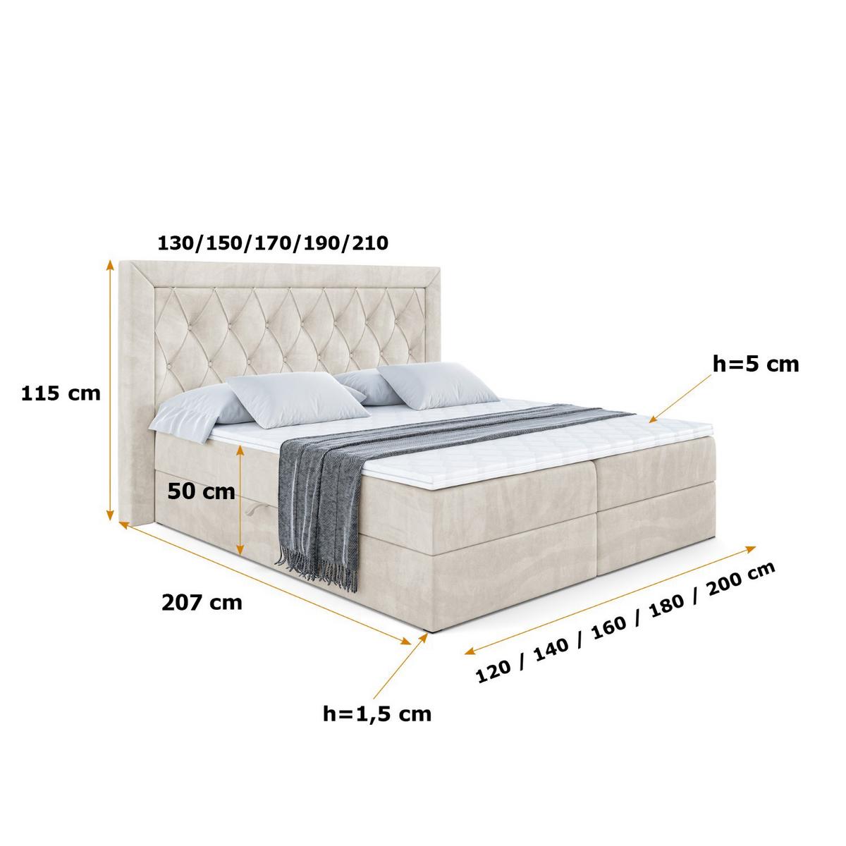 BOXBETT mit H4-Matratze und Lattenrost - NOEL - 180x200 Ecru - Ecru, Holzwerkstoff (180/200cm) - ALTDECOR