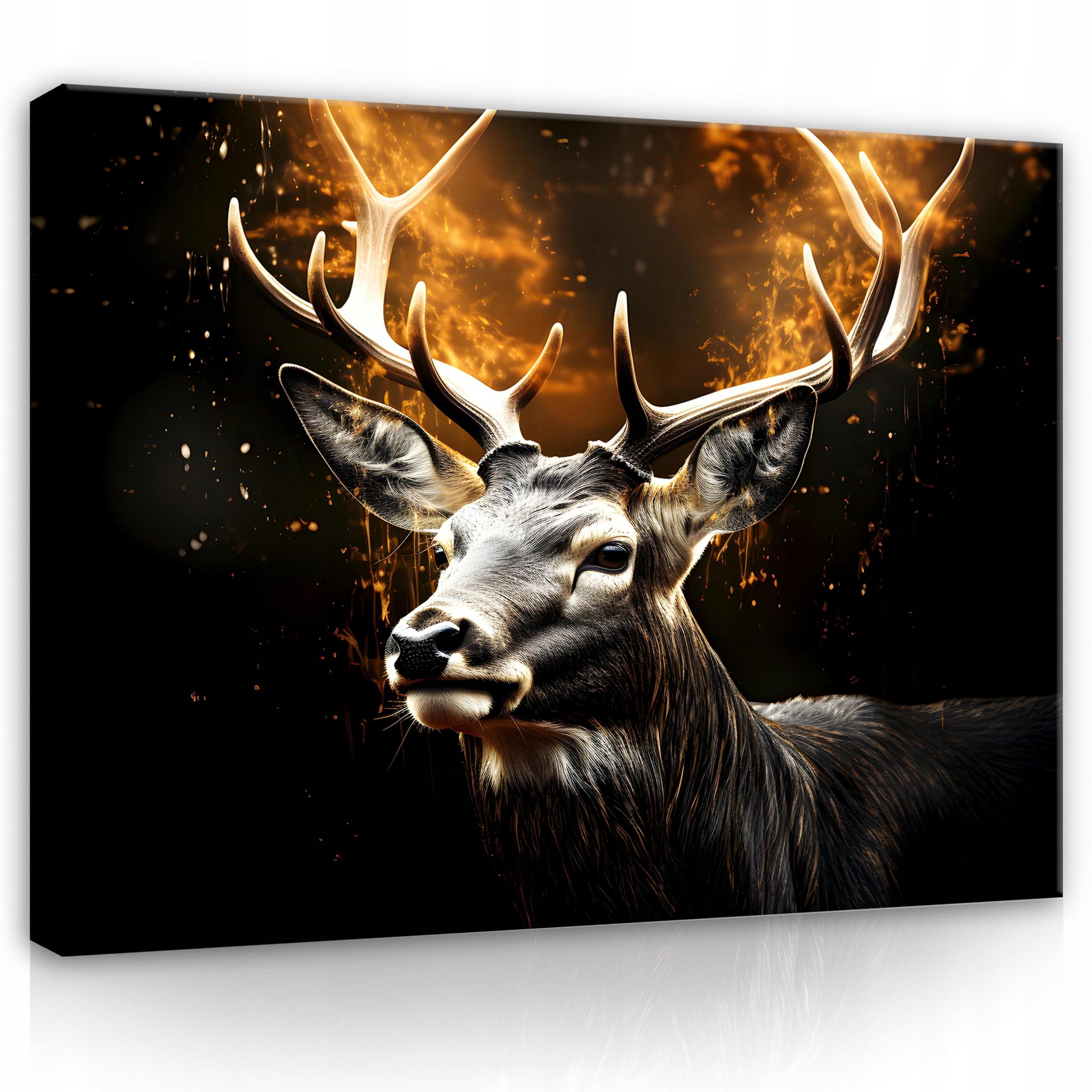 BILDER Abstrakt Hirsche 100x70 - Multicolor, Holzwerkstoff (100/70cm) - Wallarena