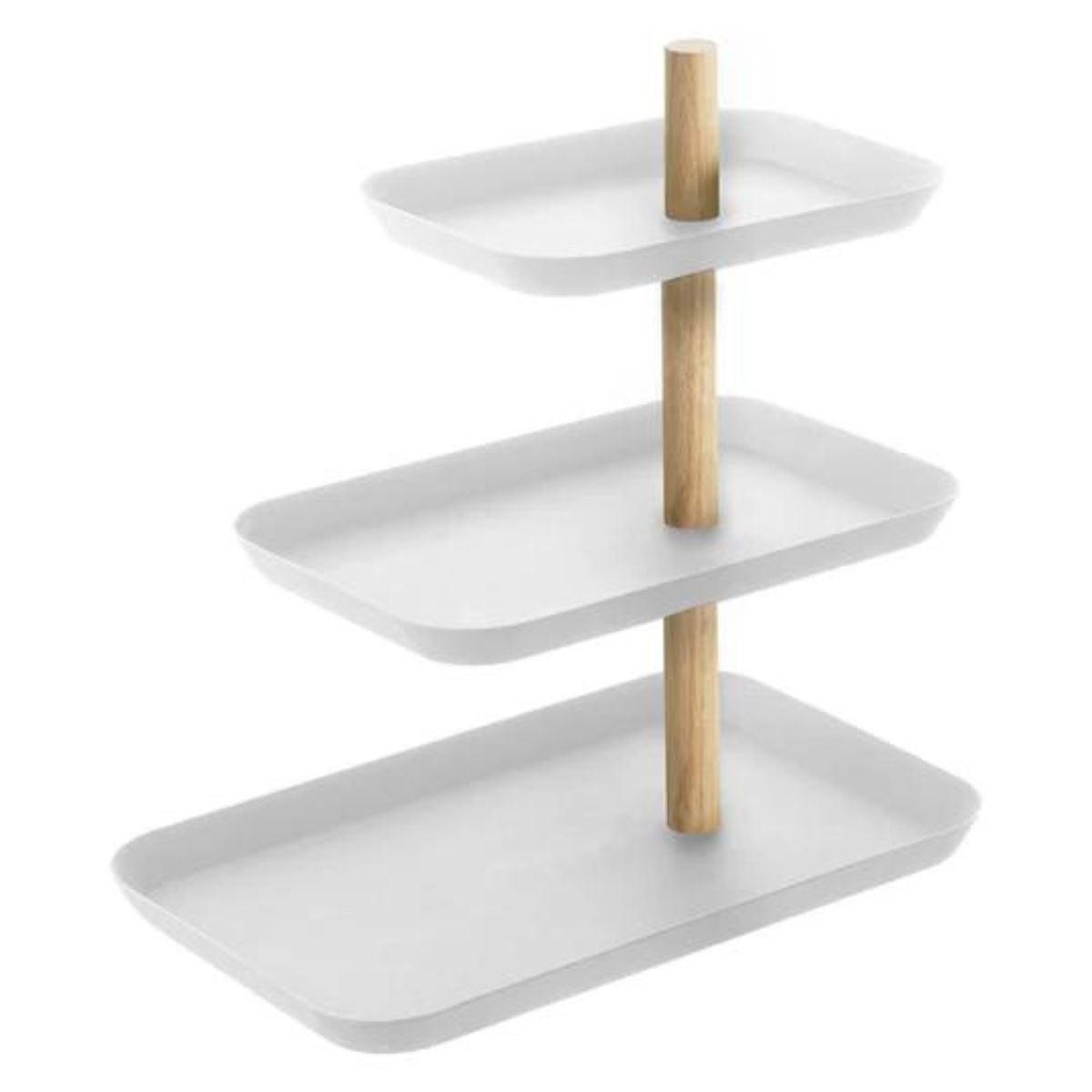 SCHMUCKSTÄNDER 3 etagen mit drehbaren tabletts - 25/16/25,5 cm - Weiß, Metall (16/25.5/2.8cm) - Yamazaki