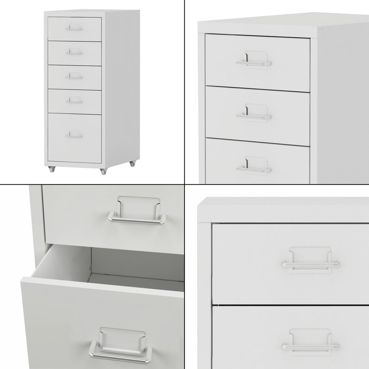 ROLLCONTAINER Kökar - Weiß, Metall (28/69/41cm) - [en.casa]