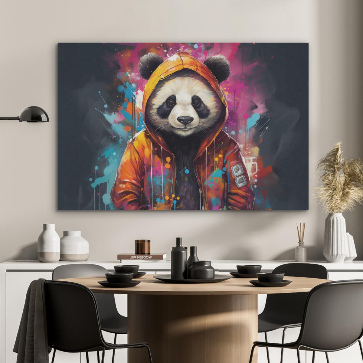 AKUSTIKBILD Panda - Jacke - Graffiti - Orange Akustikpaneele 90x60 cm - Orange, Kunststoff (90/60/0.9cm) - MuchoWow