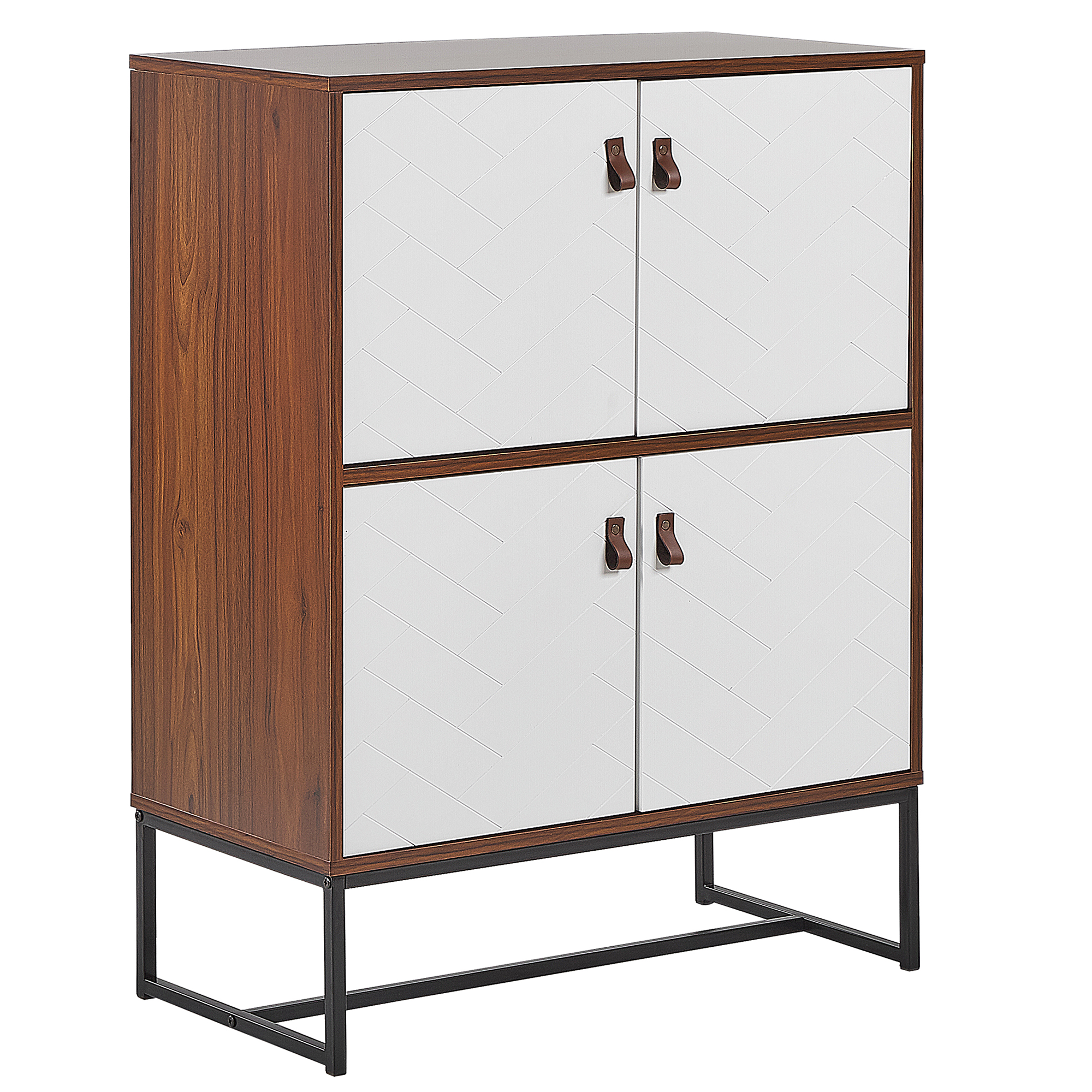 SCHRANK Dunkelbraun/Weiß Nueva - Weiß, Holzwerkstoff (76/100/39cm) - Beliani