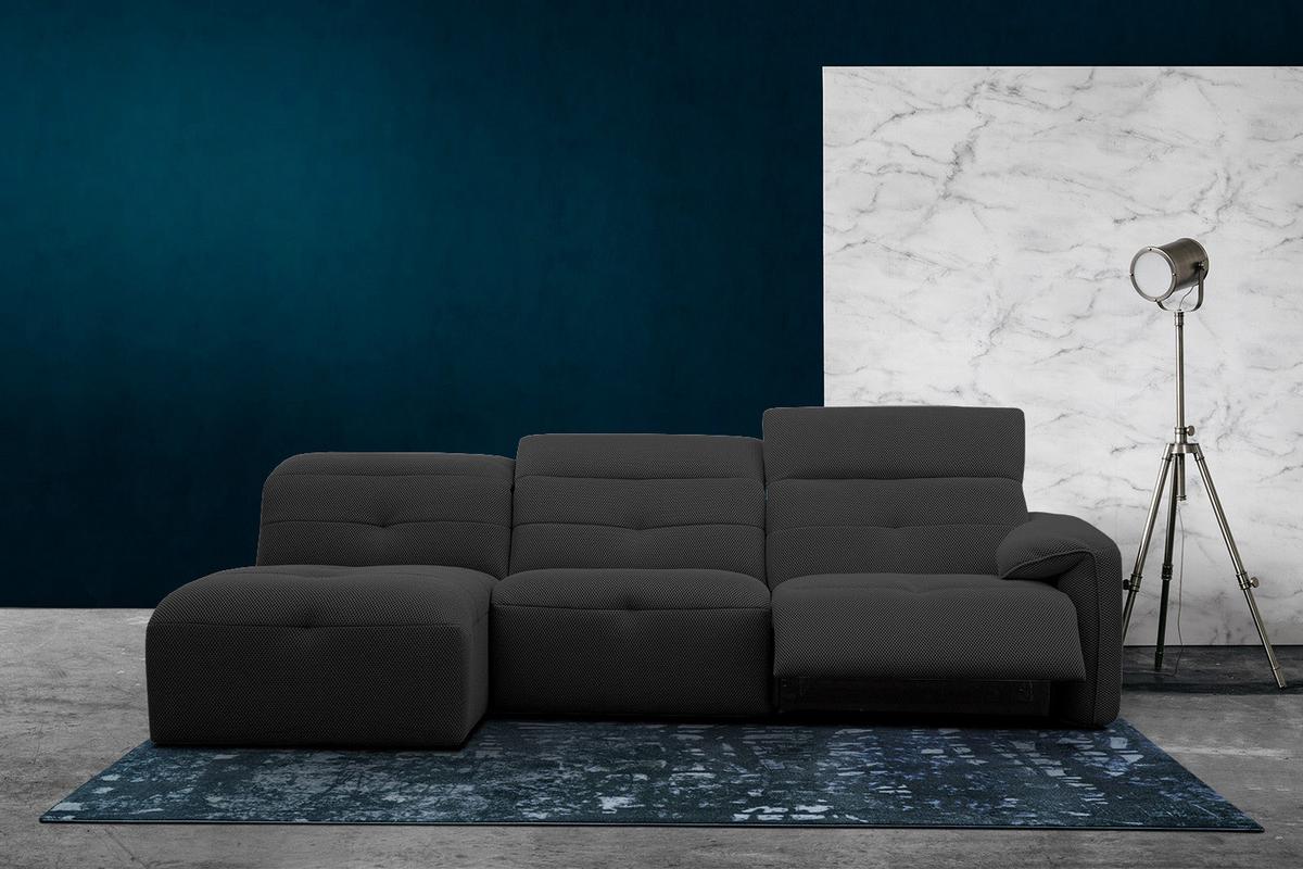 ECKSOFA TRENTO 4-Sitzer mit 1 Relaxfunktion, schwarz - Schwarz, Holzwerkstoff/Kunststoff (165/262cm) - Wozimo