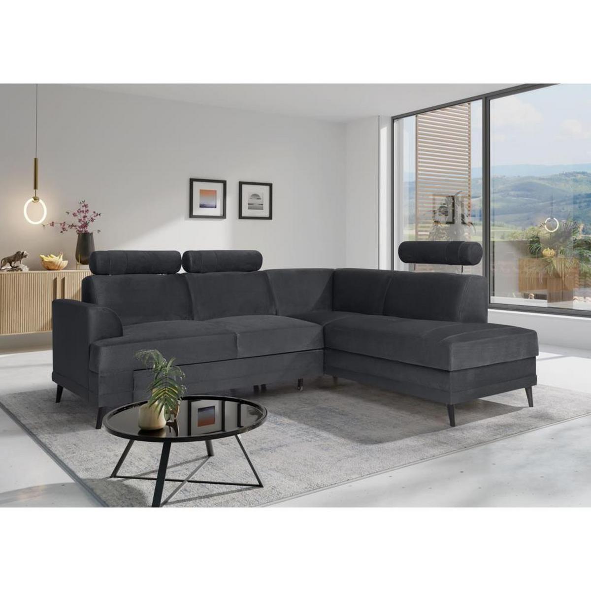 ECKSCHLAFSOFA Kordian rechts graphit - Graphitfarben, Textil (250/200cm) - Beautysofa