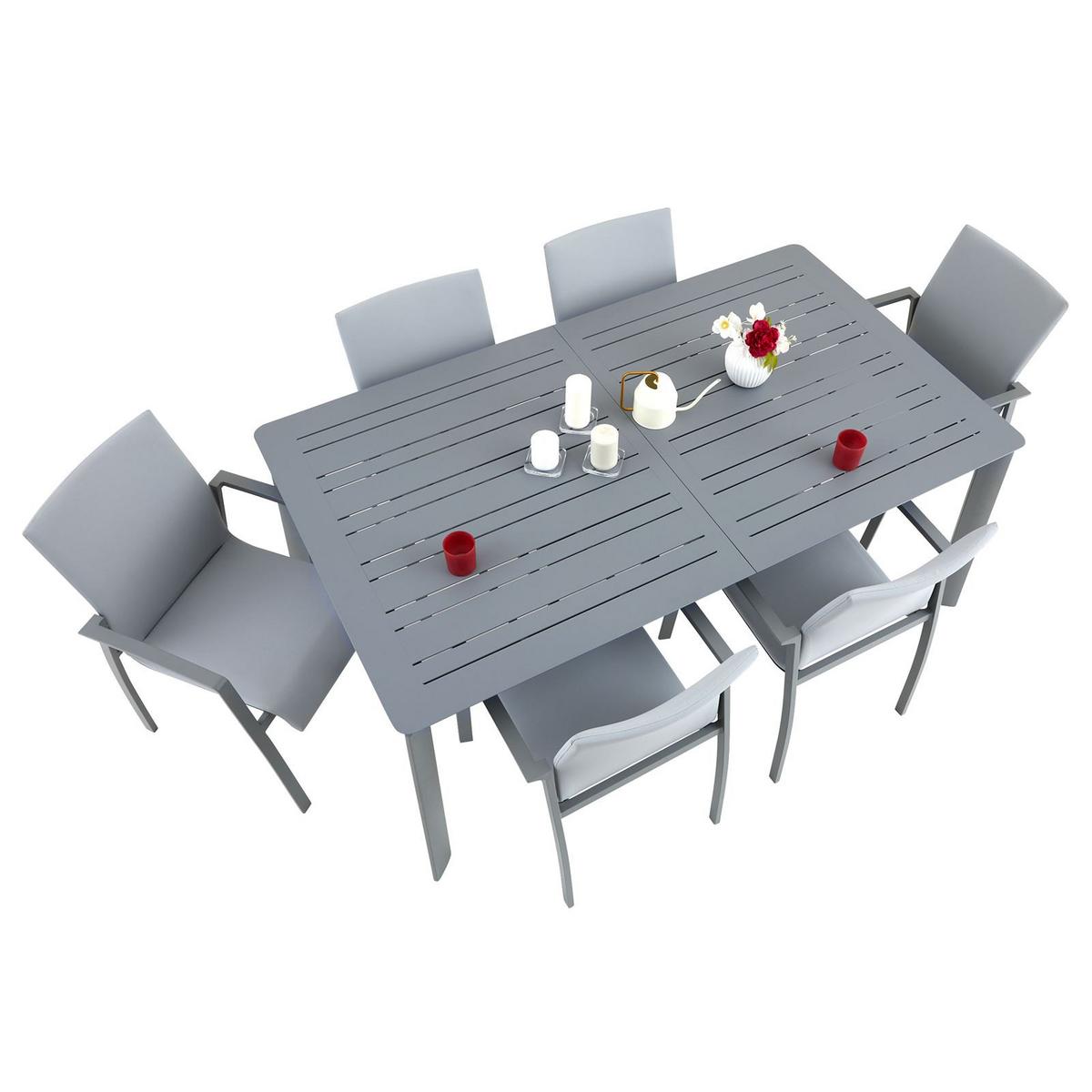 GARTENMÖBEL SET VERANO 7er Set grau/schwarz - Schwarz/Grau, Metall - IDIMEX