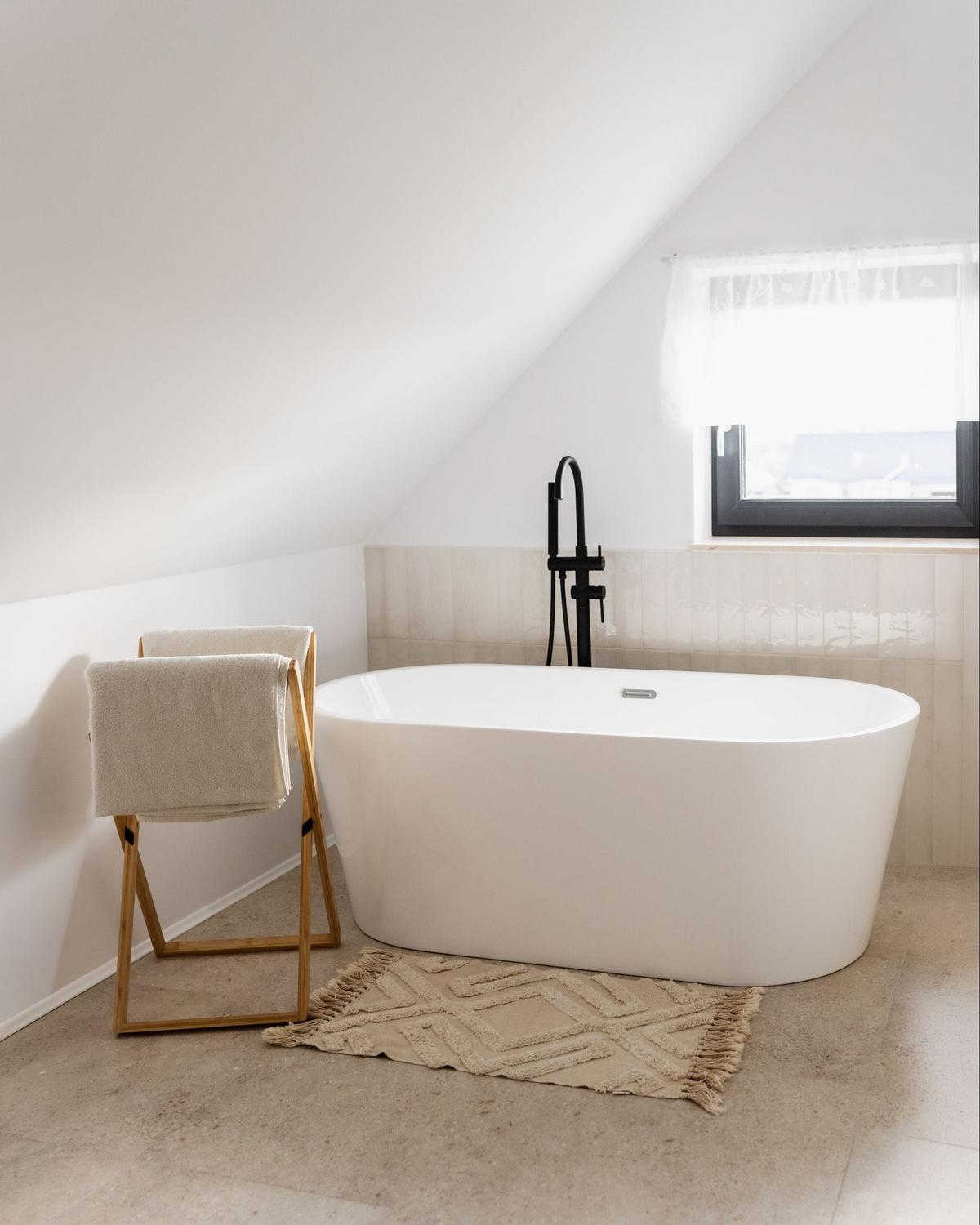 BADEWANNE 80x160x58 cm weiß Havana - Weiß, Kunststoff (80/58/160cm) - Beliani