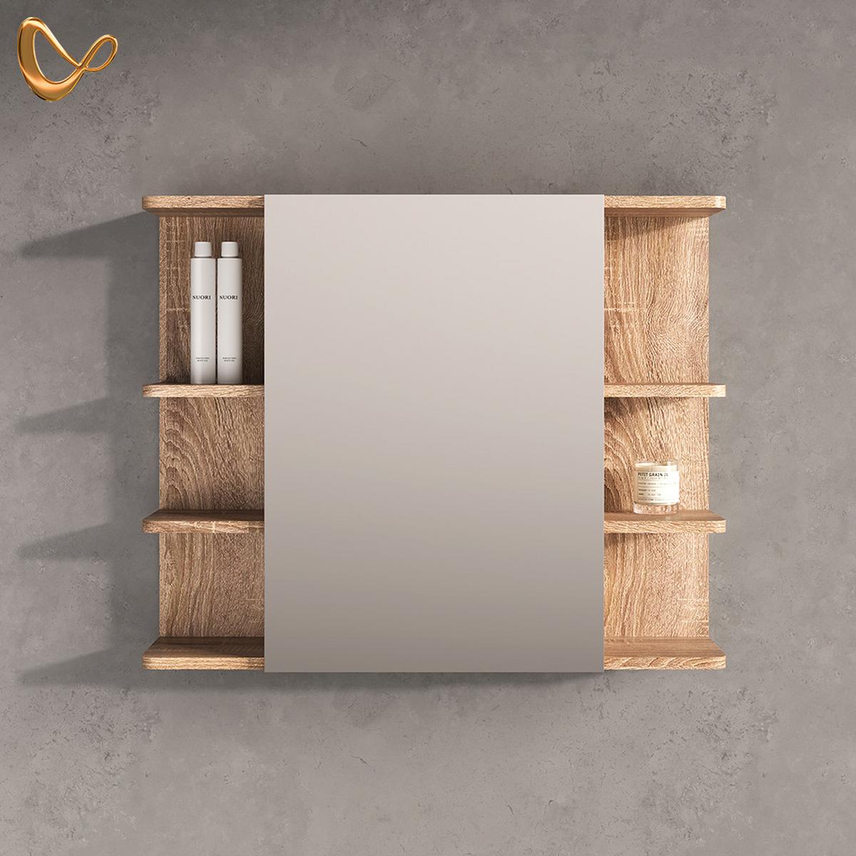 BADSPIEGELSCHRANK Fucino Sonoma 79.6 x 64 cm - Sonoma Eiche, Holzwerkstoff (79.6/64/21.2cm) - Livinity®