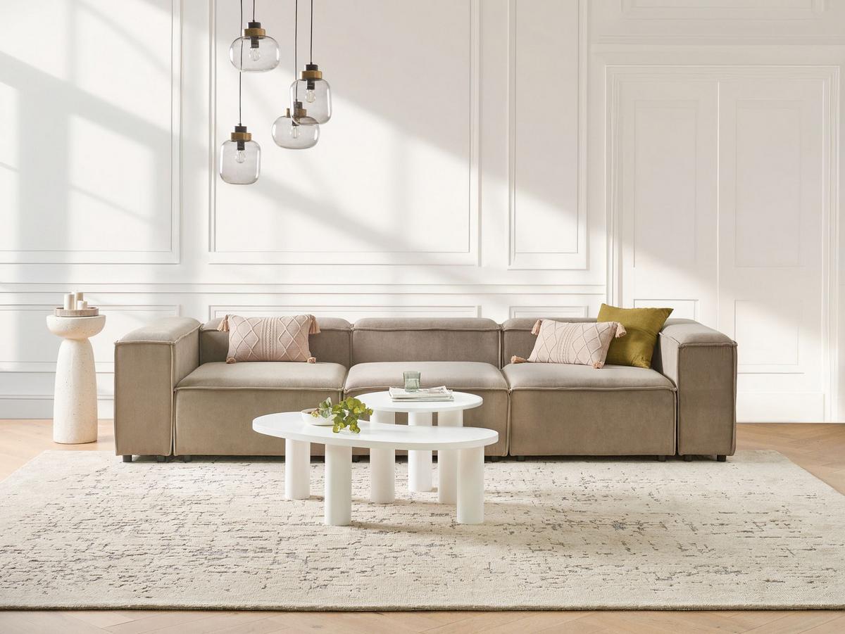 3-SITZER-MODULSOFA Hellbraun Cord Ardal - Hellbraun, Textil (328/68/120cm) - Beliani