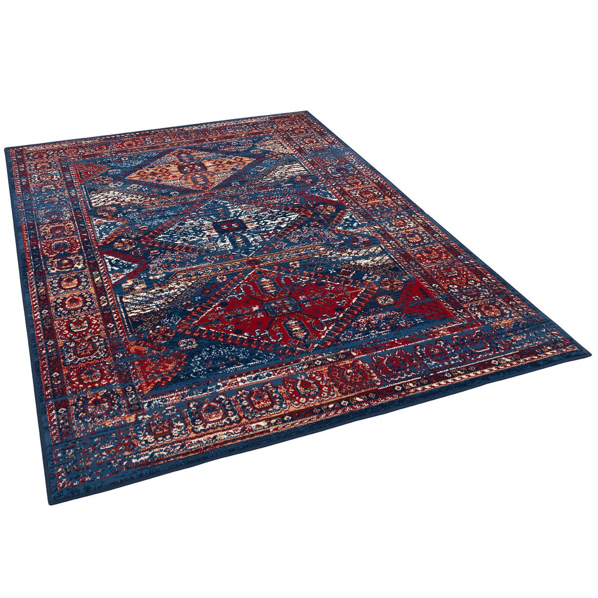 DESIGNER TEPPICH POP-VINTAGE ORIENT BORDÜRE - Blau, Textil (120/170cm) - Pergamon