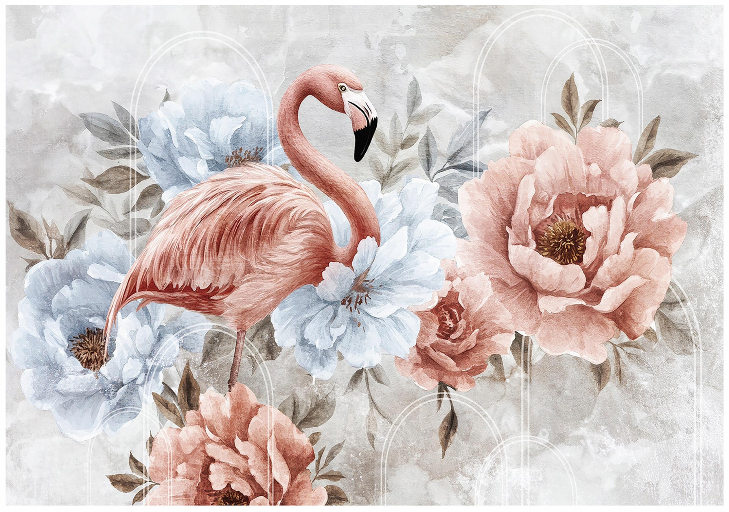 FOTOTAPETE Blumen Flamingos Rosa 368x254 cm - Multicolor, Papier (368/254cm) - Wallarena