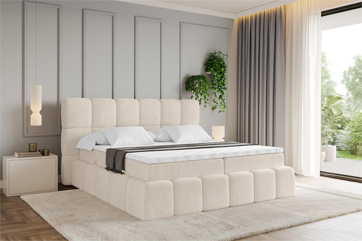 BOXBETT - AURI-H4 - 120x200 Beige Cord - Champagner, Holzwerkstoff (120/200cm) - ALTDECOR