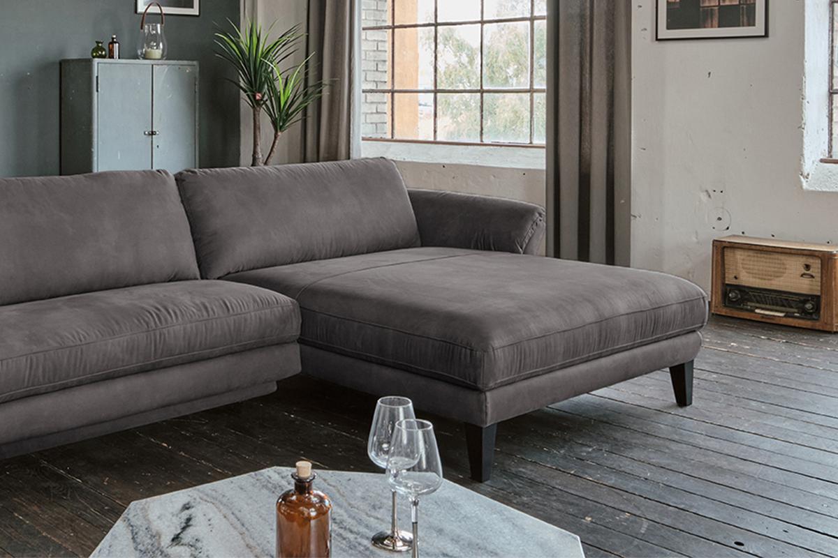ECKSOFA MALTA Anthrazit Webstoff - Anthrazit/Schwarz, Buchenholz/Textil (302/175cm) - KAWOLA